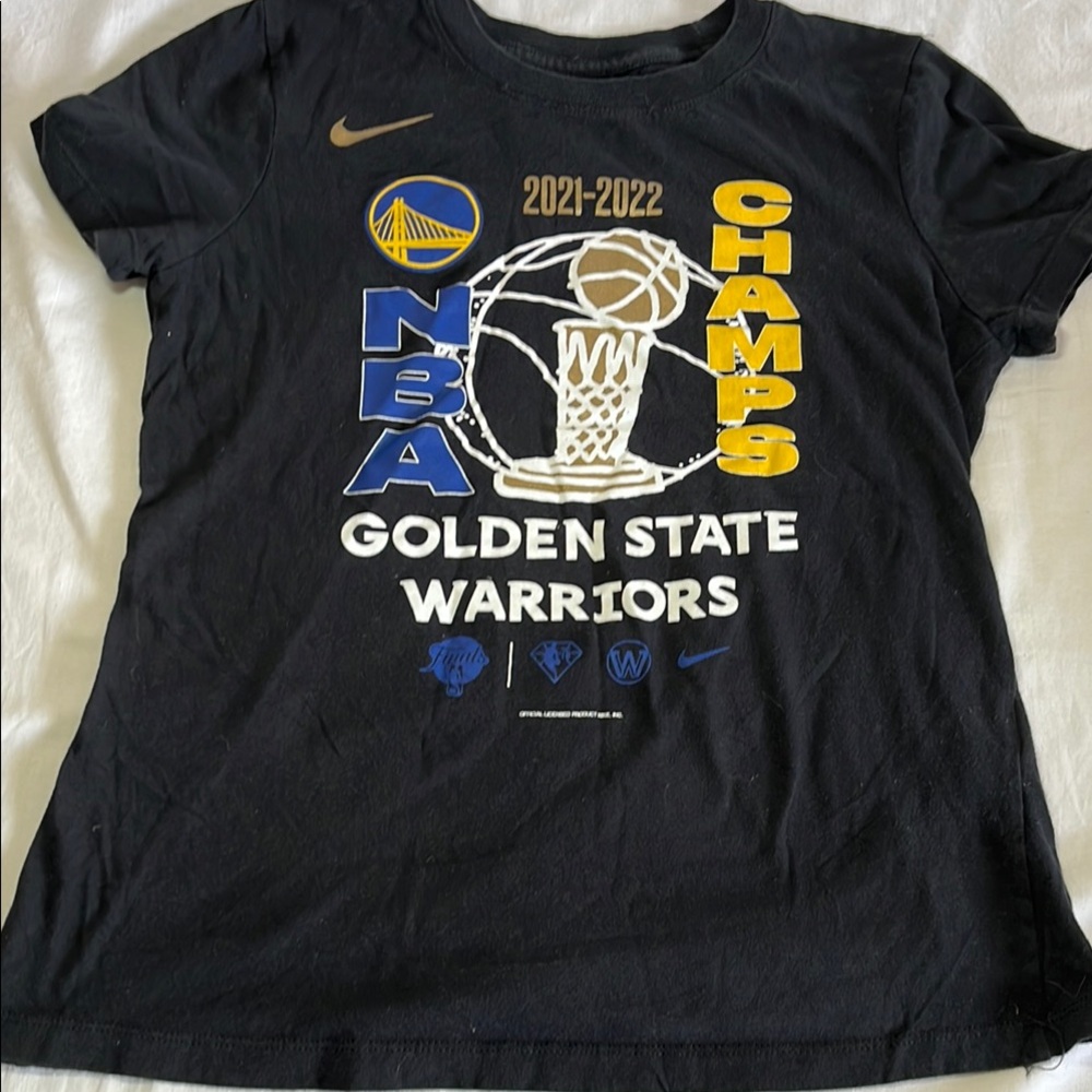 Nike Black Golden State Warriors Champs T-Shirt, women size small